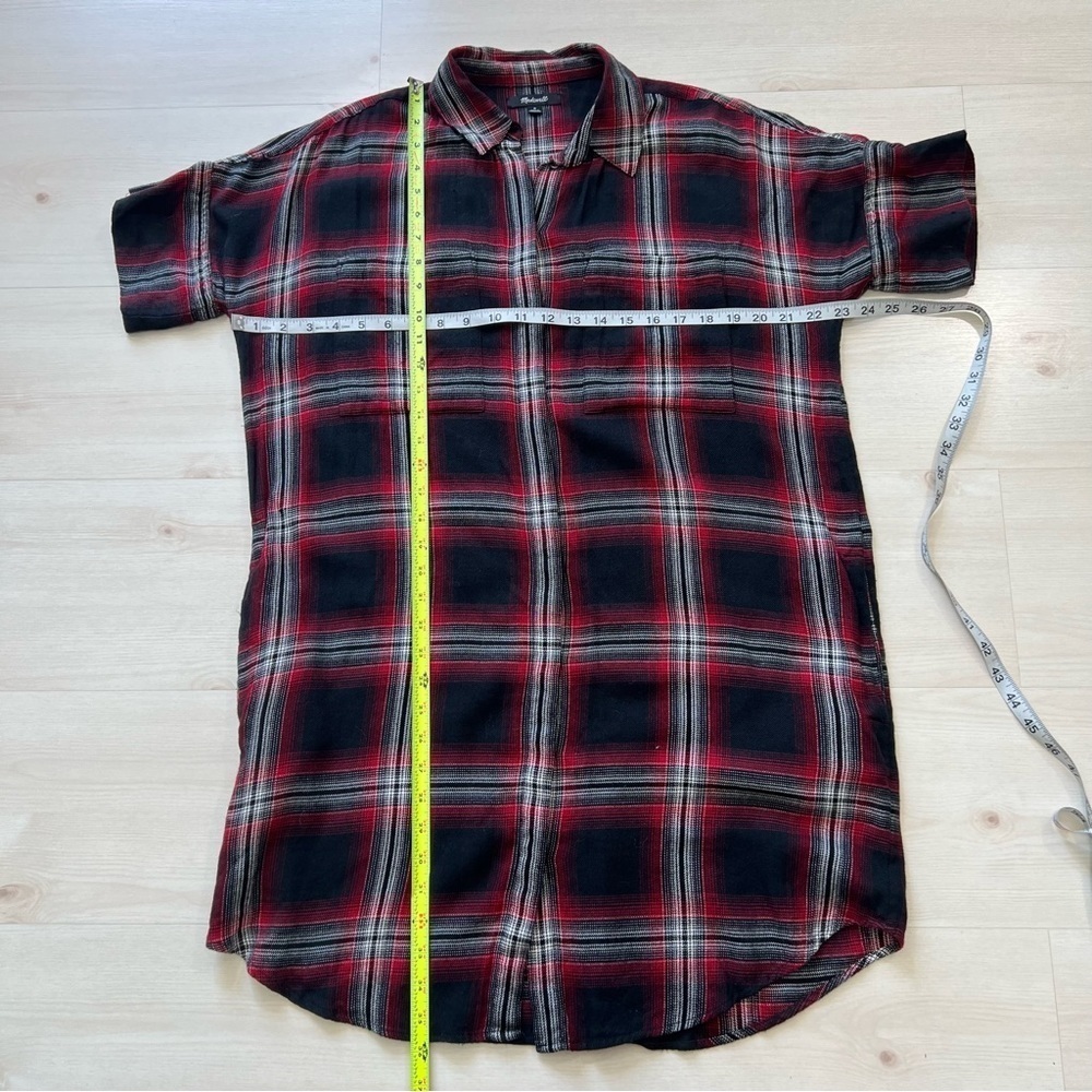 Madewell Courier Shirt Dress M Plaid Pockets Mini - Picture 9 of 14